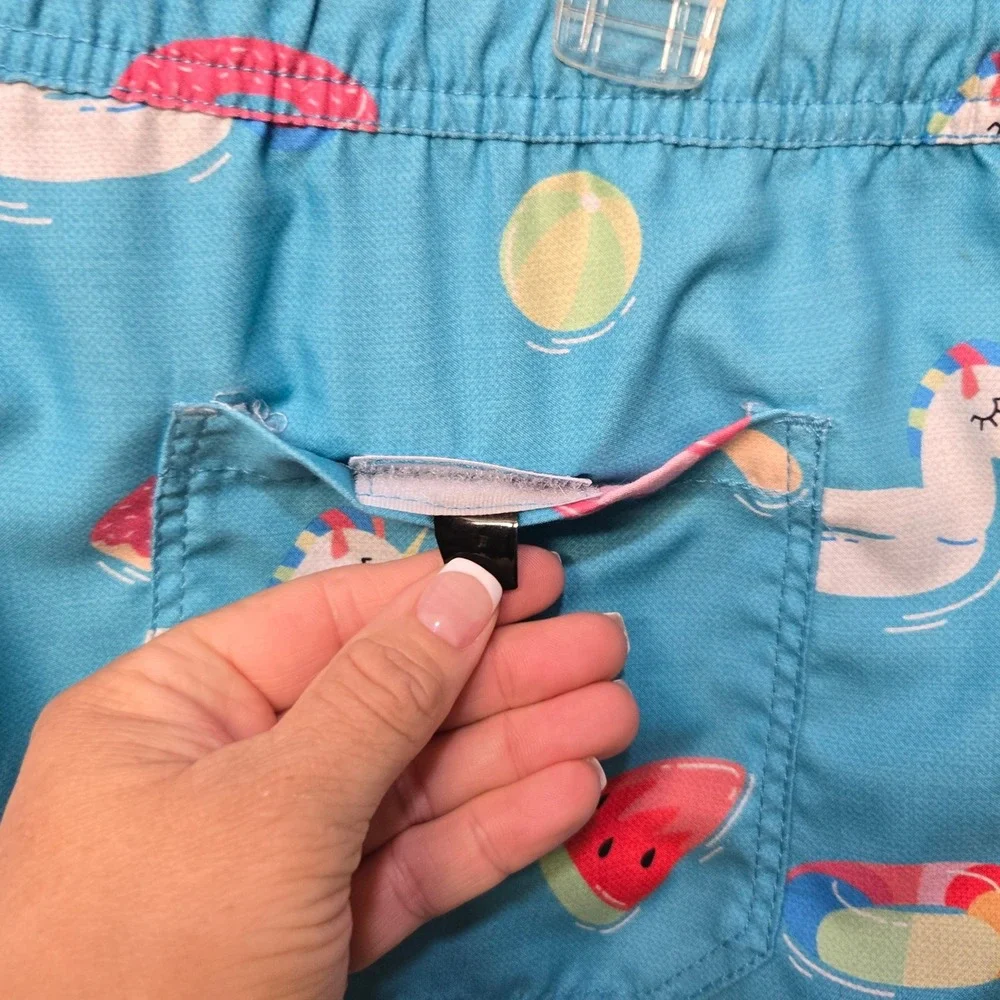 Maui & Sons Swim Trunks Pool Shorts Men Size XL Blue Retro Sport 80s Unicorn Fun